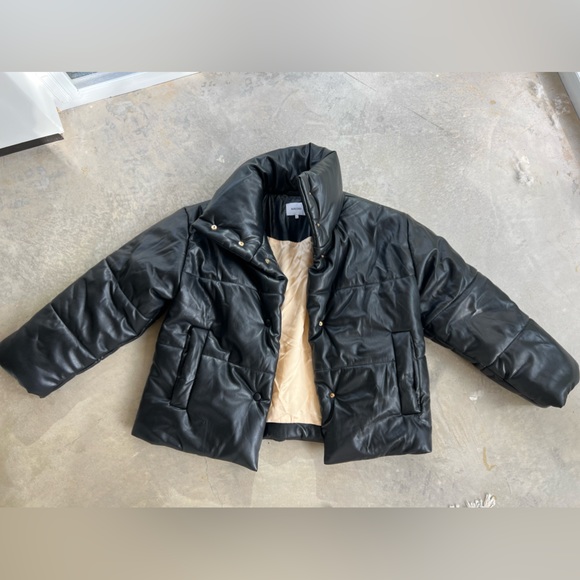 Nanushka Black Jacket HIDE Vegan Leather puffer jacket